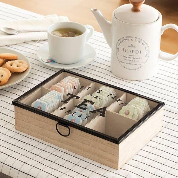 صندوق شاي خشب 6 مقصورات