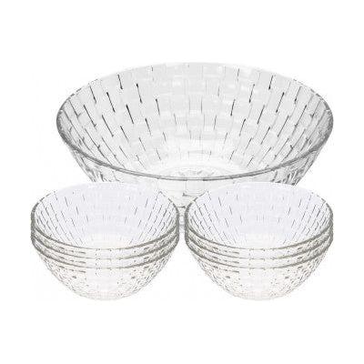 Glass Bowl Set 7 Pcs طقم للسلطة مع  زبادي  زجاج