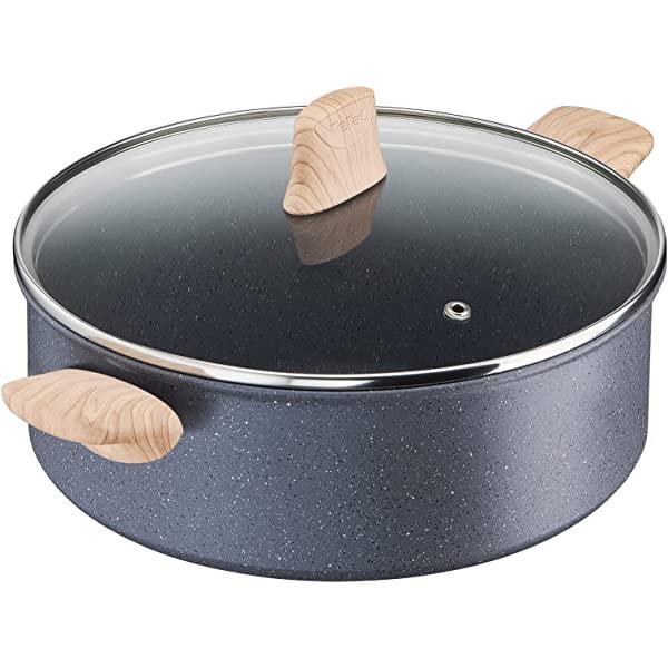 Tefal طنجرة Natural Force بغطاء 28 سم غرانيت Tefal طنجرة Natural Force بغطاء 28 سم غرانيت