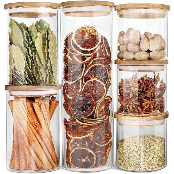 Jar Glass 1700ml with Lid حافظة طعام زجاج مع غطاء خشب