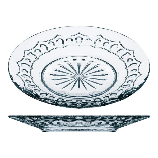 Glass Dessert Plates Set 6Pcs 19Cm طقم صحون ضيافة كريستال