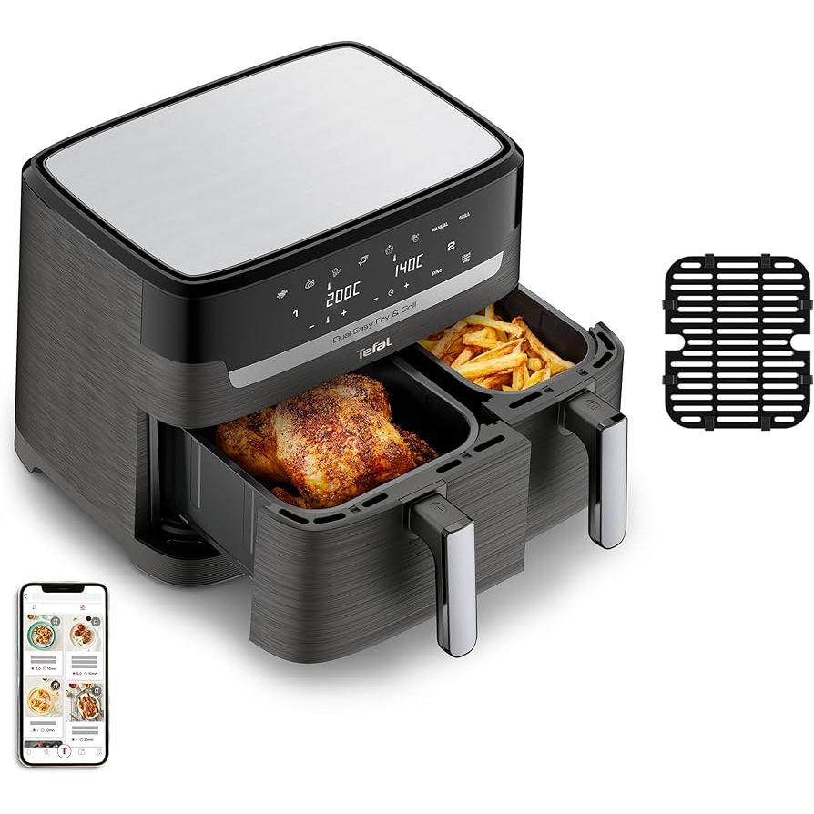 Tefal مقلاة هوائية بدرجين لتر Easy Fry & Grill 8.3 لون رمادي داكن Tefal مقلاة هوائية بدرجين لتر Easy Fry & Grill 8.3 لون رمادي داكن