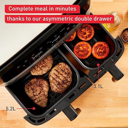 Tefal مقلاة هوائية مزدوجة Easy Fry & Grill ستانلس ستيل 8.3 لتر Tefal مقلاة هوائية مزدوجة Easy Fry & Grill ستانلس ستيل 8.3 لتر