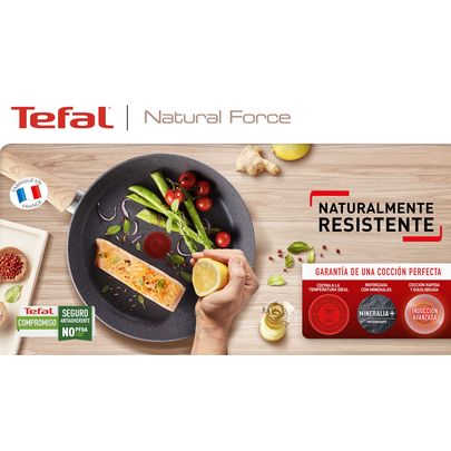 Tefal كسرولة Natural Force 24 سم غرانيت مع غطاء Tefal كسرولة Natural Force 24 سم غرانيت مع غطاء