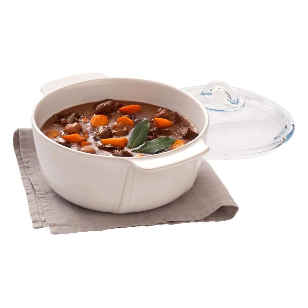 Pyrex كسرولة سيراميك بيضاء مستديرة 2.5 لتر Pyrex كسرولة سيراميك بيضاء مستديرة 2.5 لتر