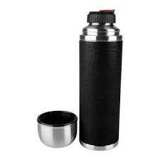 Senator Water Bottle Silicon/Steel 1L Black  ثيرموس