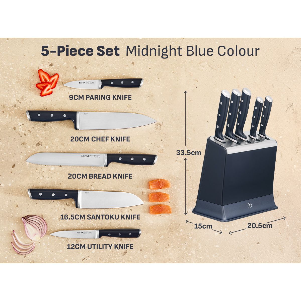 Tefal Knife 5 Pcs Set EverSharp Tefal Knife 5 Pcs Set EverSharp