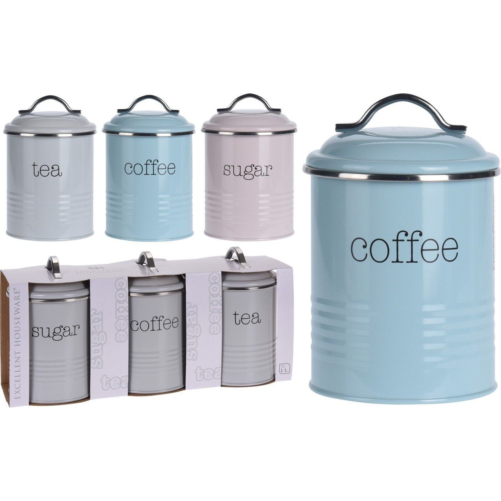 Zananiri Center Storage Metal Canister Set 3 Pcs Colorful طقم حافظات للمطبخ Zananiri Center Storage Metal Canister Set 3 Pcs Colorful طقم حافظات للمطبخ