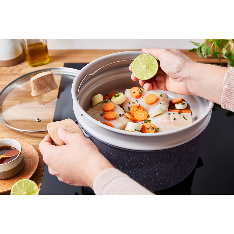 Tefal طنجرة مع مصفاة Natural Force 24 سم غرانيت Tefal طنجرة مع مصفاة Natural Force 24 سم غرانيت