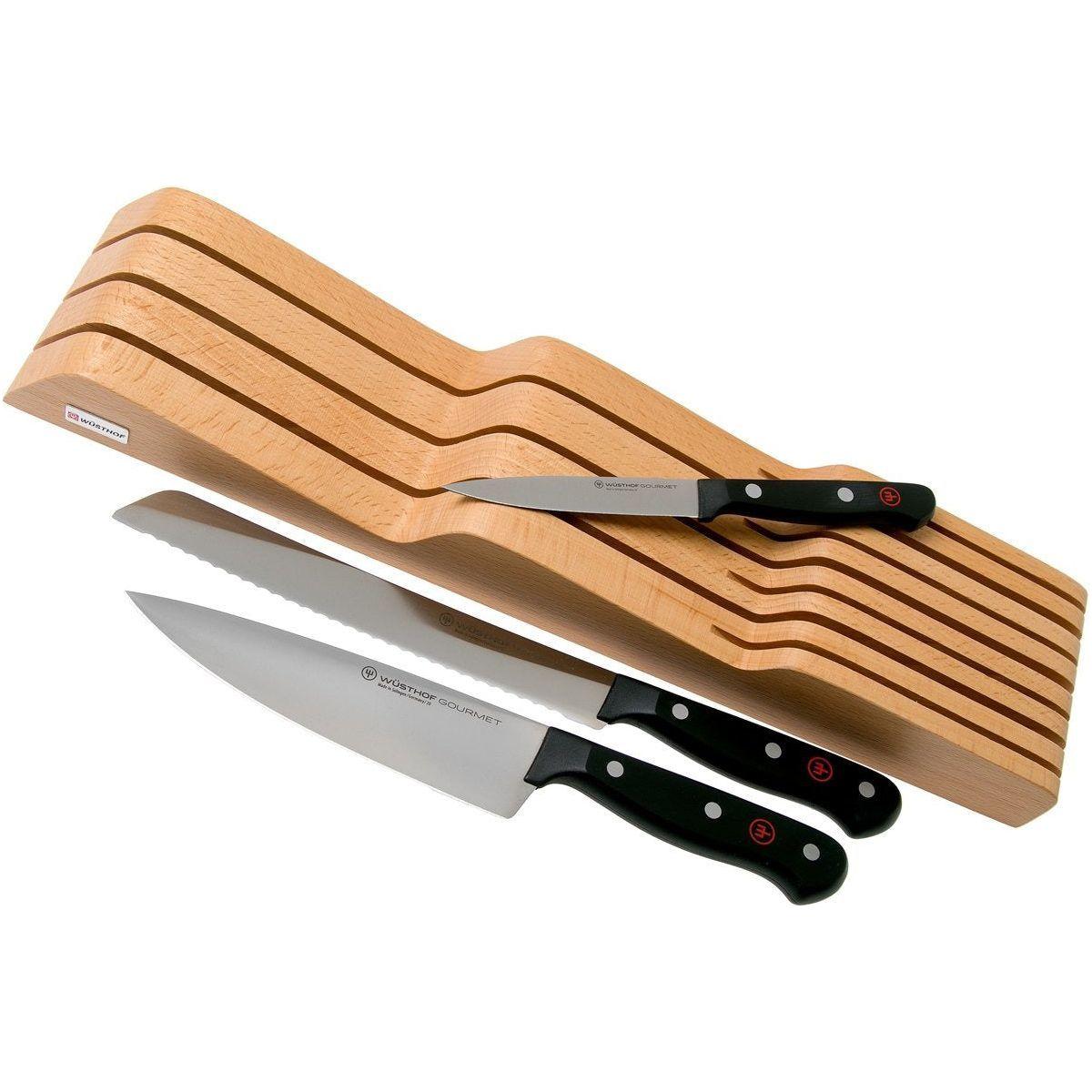 Knife Set (3 pcs) with Wood Drawer Organizer